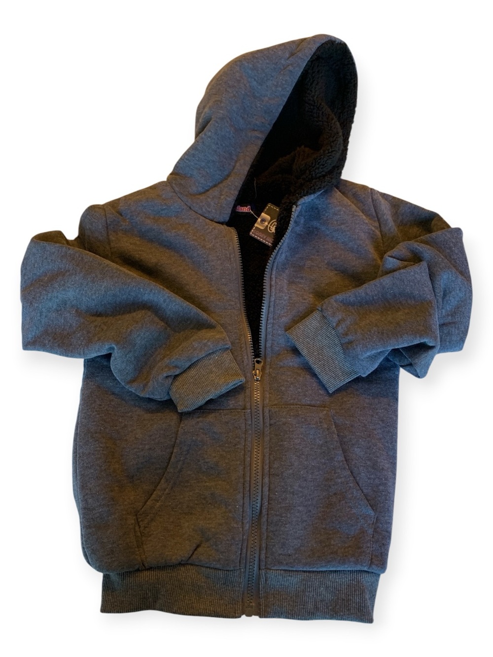 Kids Sherpa-Lined Zip Hoodie - Gray
